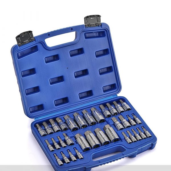 Hex Bit Socket 33-pcs Set Socket Bit 2mm to 19mm Tool Kit-foxwoll