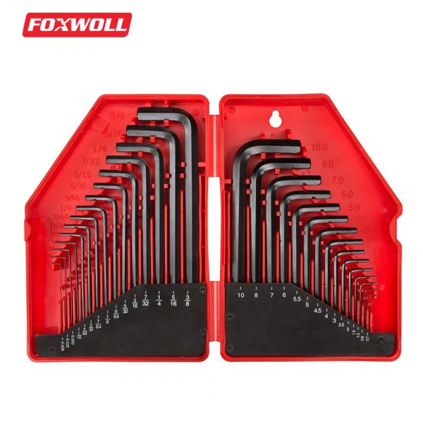 30 Pieces Inch Metric Allen Key Set for Long Arms-foxwoll