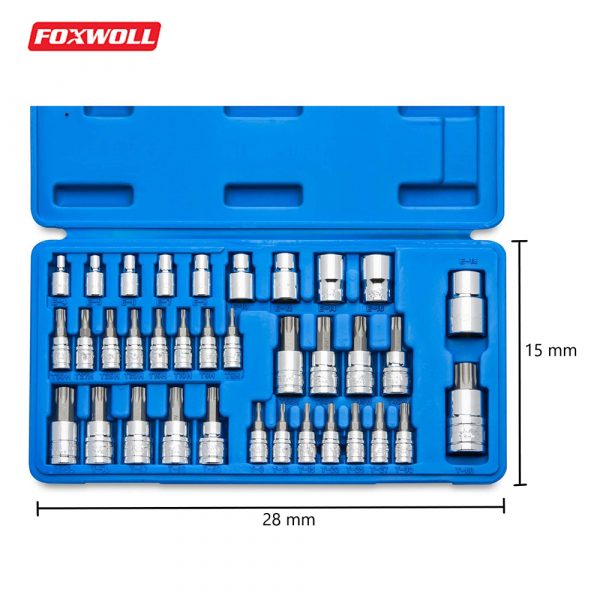 Hand Tool Set 35-pcs Torx Bit and External Torx Socket Set-foxwoll