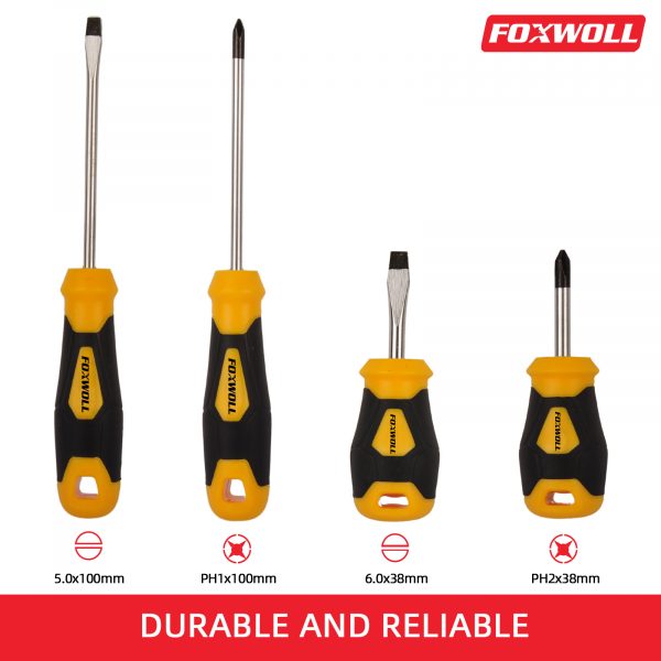 4pcs Slotted and Phillips Screwdriver Tool Set- foxwoll