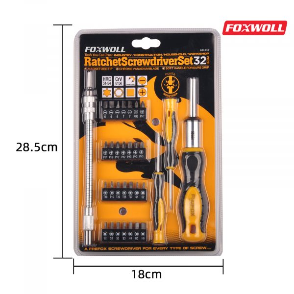 32pcs Precision Screwdriver Set with Ratchet Screwdriver-foxwoll