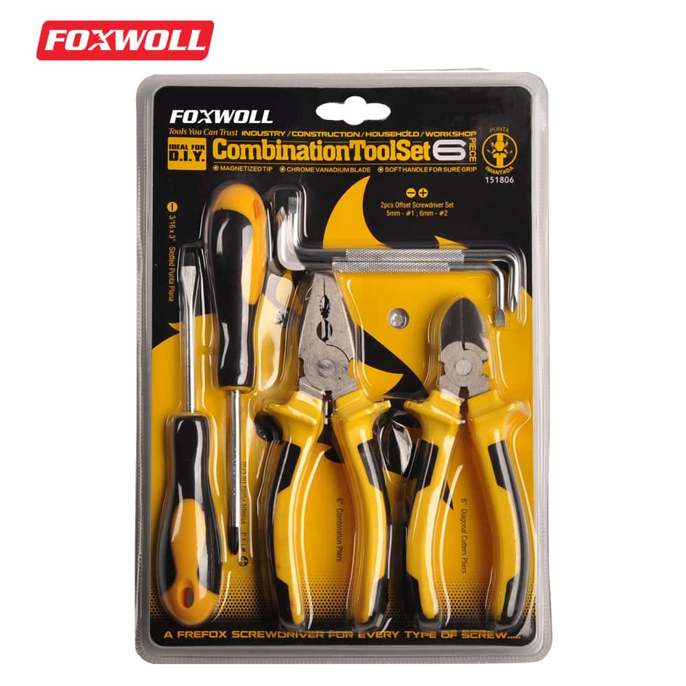 6pcs Combination Hand Tool Set with screwdriver and pliers FOXWOLL
