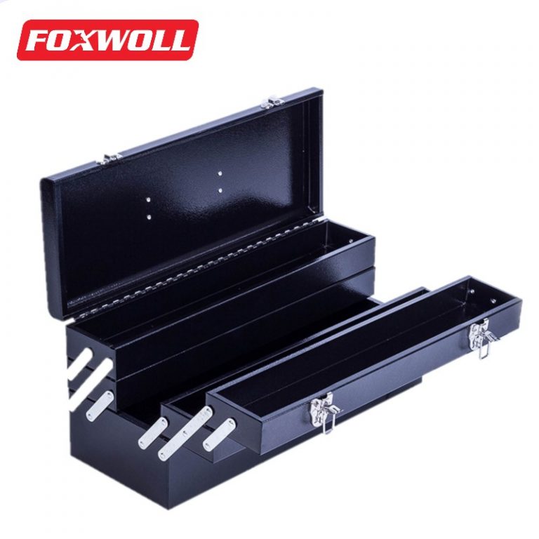 Black Metal Tool Box Cantilever Tool Box FOXWOLL