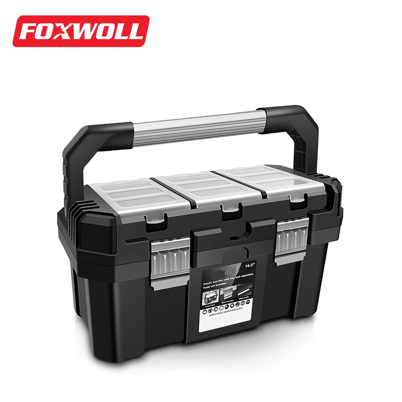 Plastic Tool box with Removable Tray - FOXWOLL