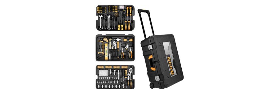Deko 258-Piece Mechanics Tool Kit On Wheels - FOXWOLL